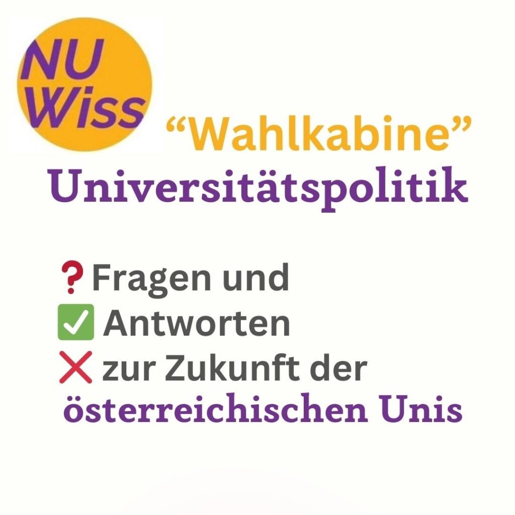 NUWiss "Wahlkabine" Universitätspolitik: Fragen und Antworten zur Zukunft der Unis